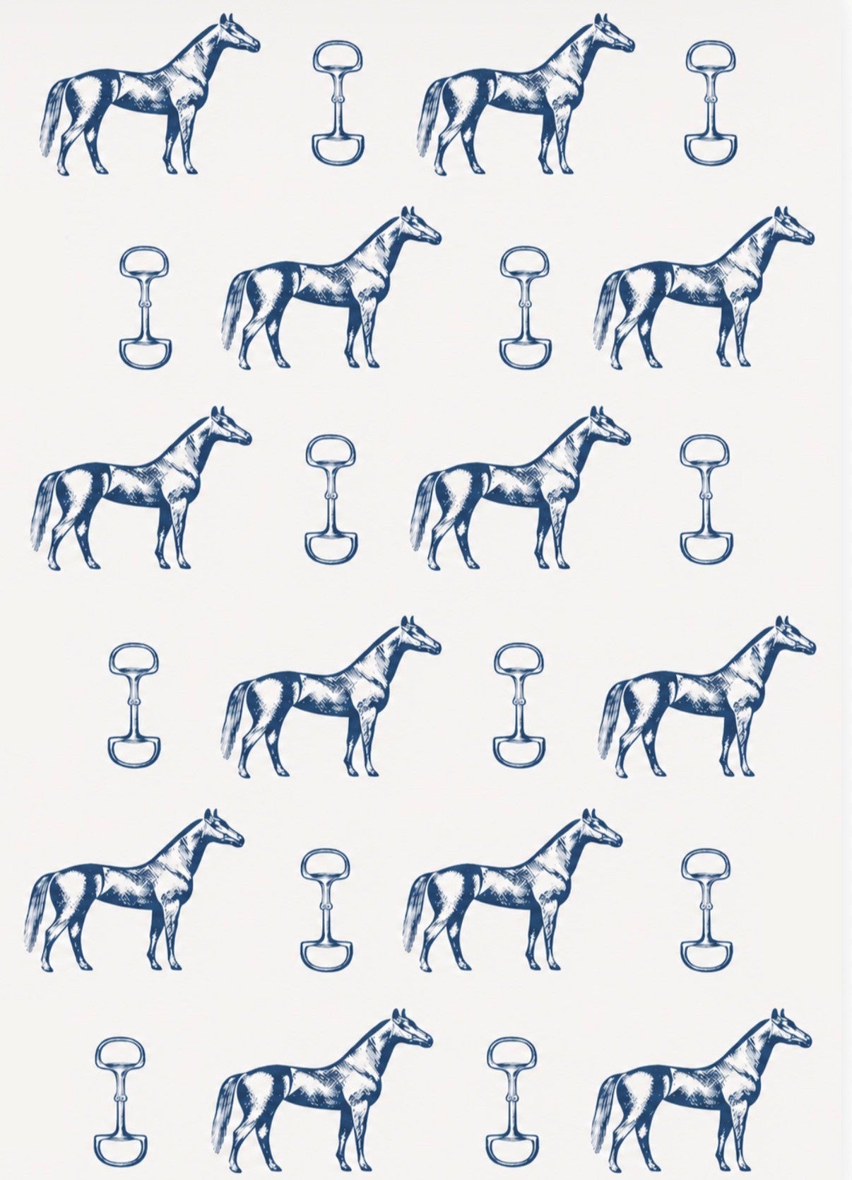 Navy Horse & Snaffle Bit Greeting Card