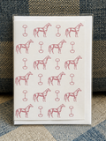 Plush Pink Horse & Snaffle Bit Greeting Card