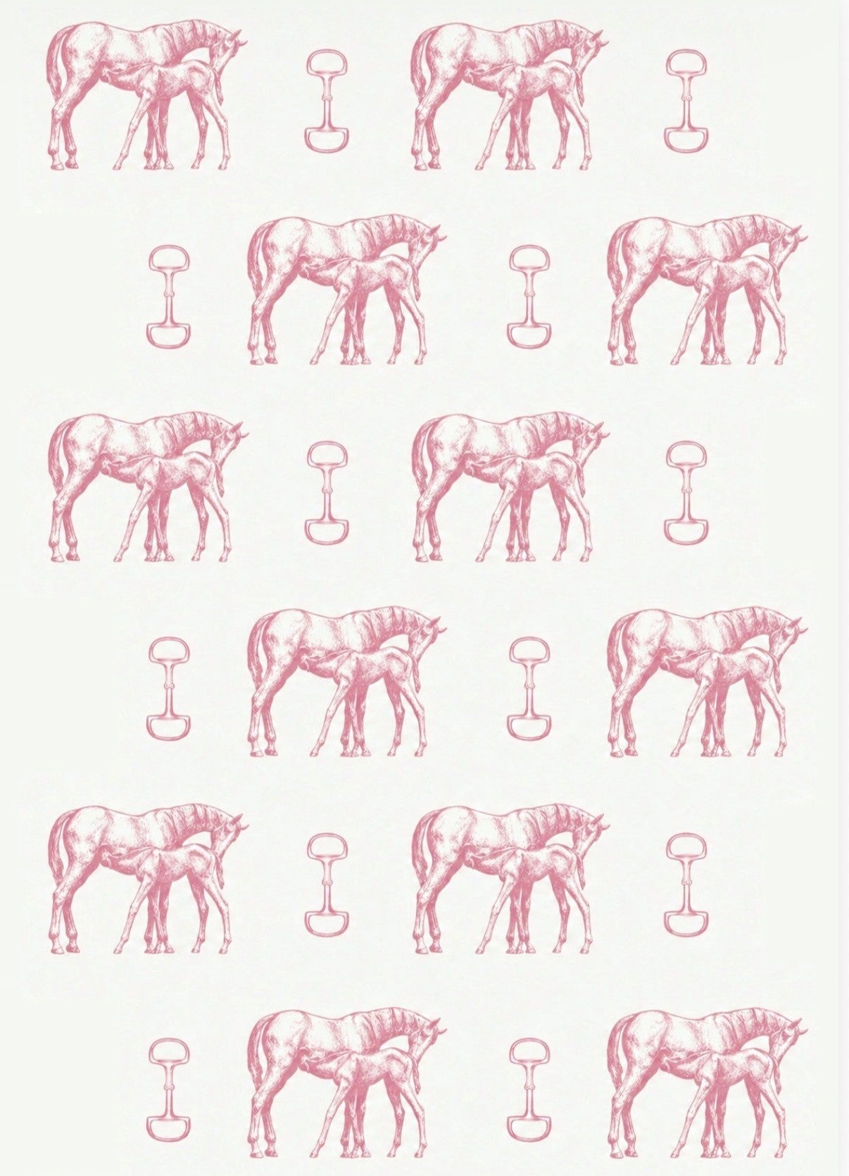 Plush Pink Mare & Foal Snaffle Bit Greeting Card