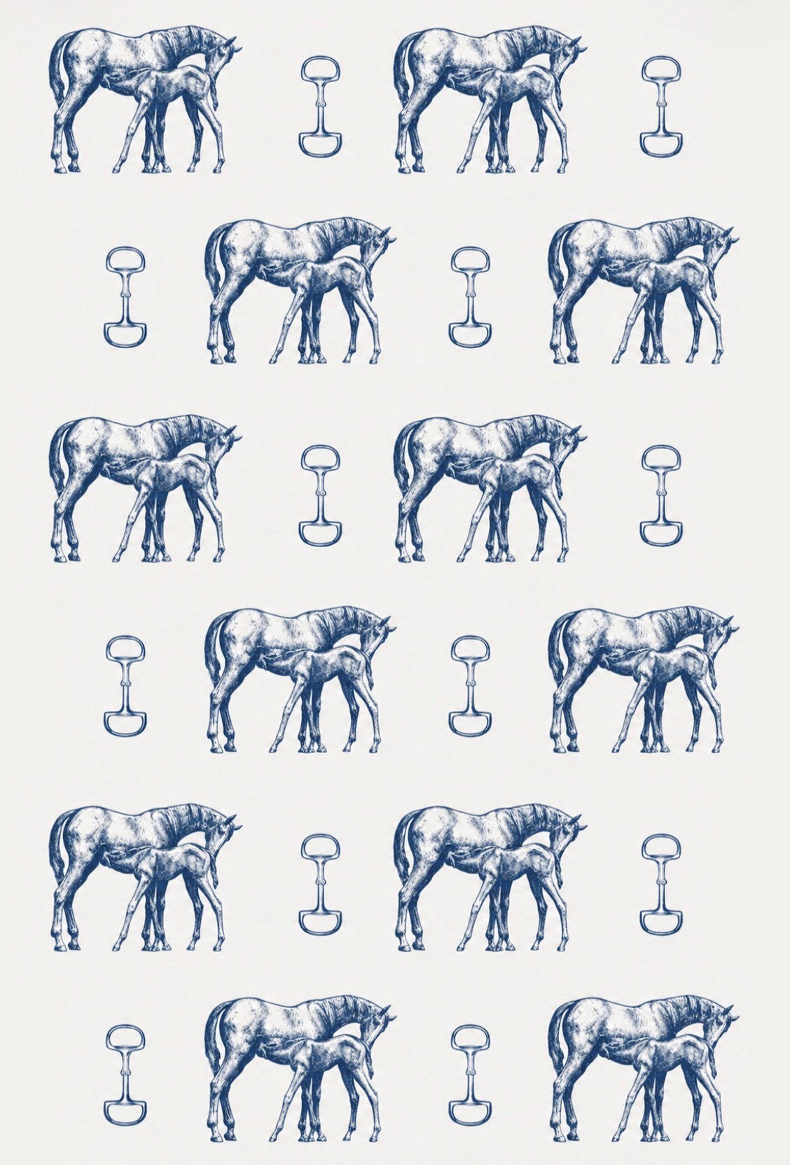 Navy Mare & Foal Snaffle Bit Greeting Card