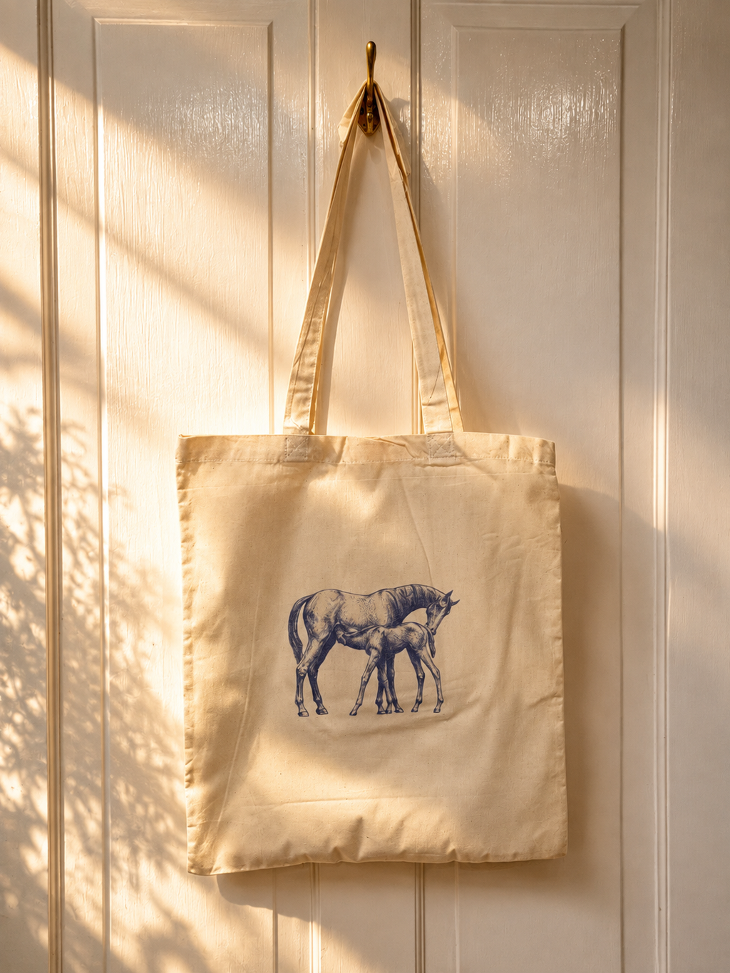 Mare & Foal Calico Shopper Tote Bag