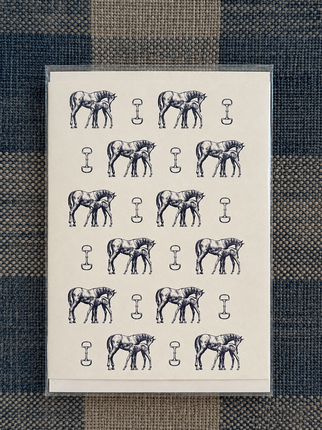 Navy Mare & Foal Snaffle Bit Greeting Card