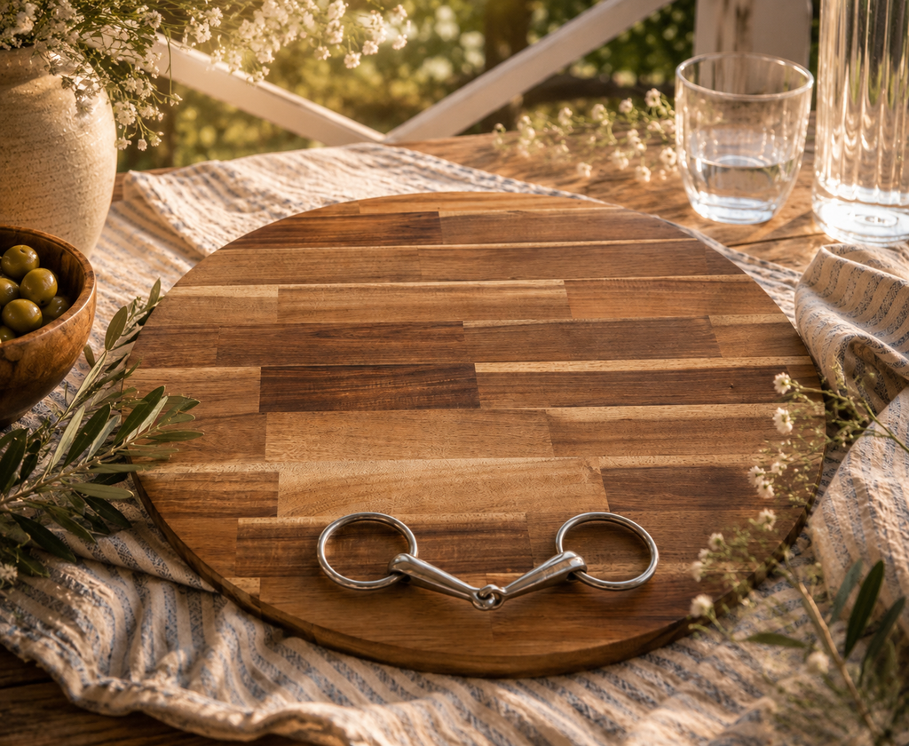 Cherry Blossom Cheese Board with Stainless Steel Snaffle Bit