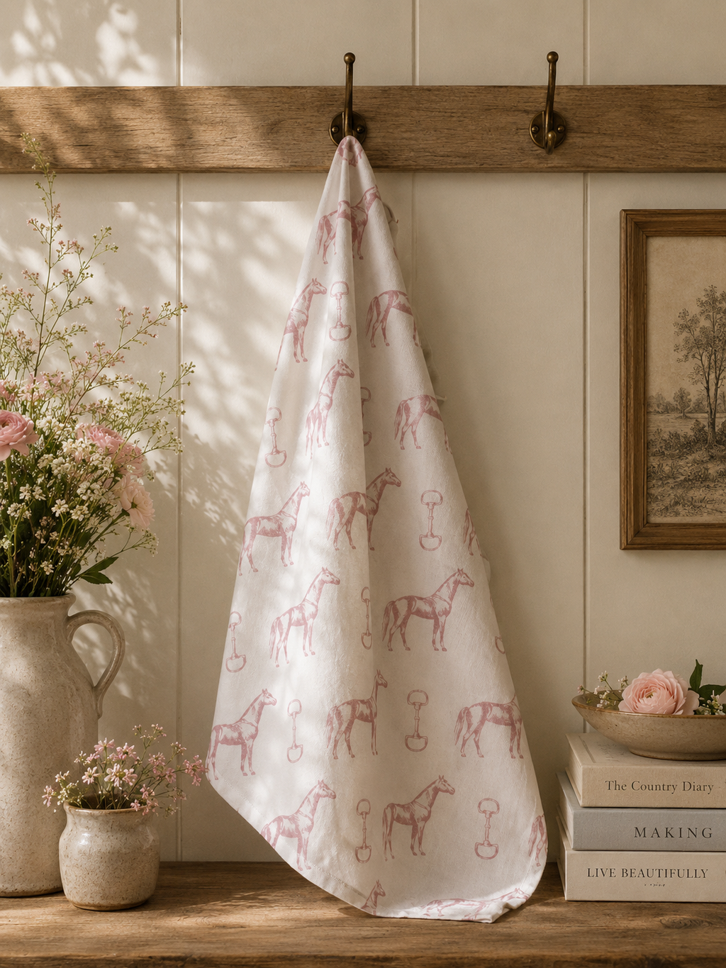 Plush Pink Horse and Snaffle Bit Hand Towel