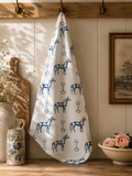 Navy Horse & Snaffle Bit Hand Towel