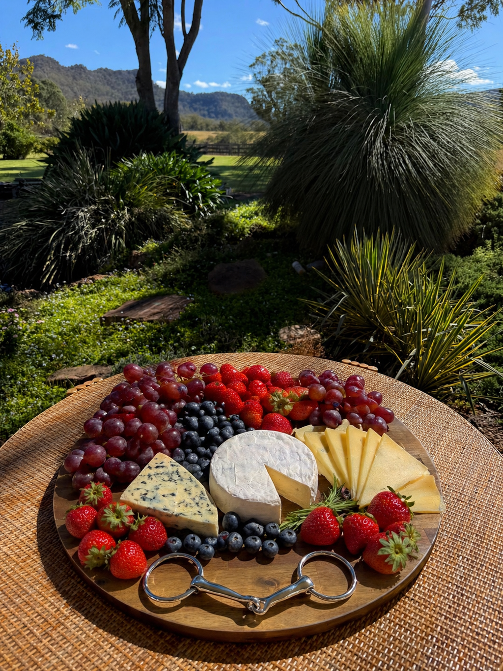 Cherry Blossom Cheese Board with Stainless Steel Snaffle Bit