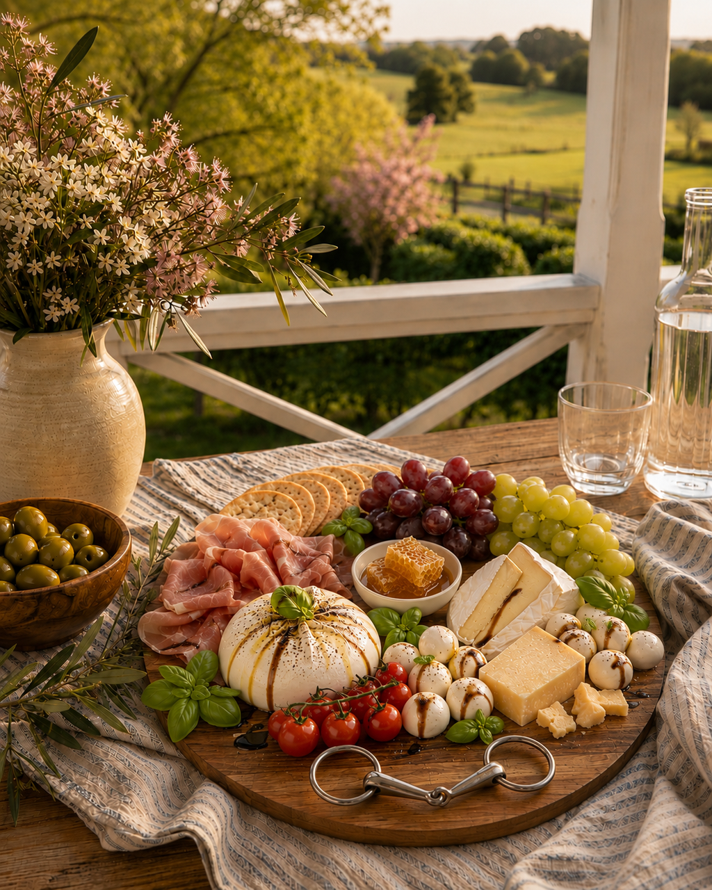 Cherry Blossom Cheese Board with Stainless Steel Snaffle Bit