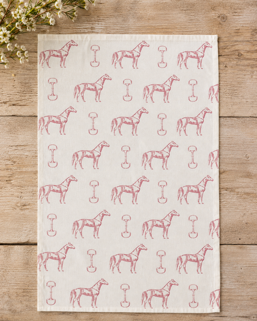 Plush Pink Horse and Snaffle Bit Hand Towel