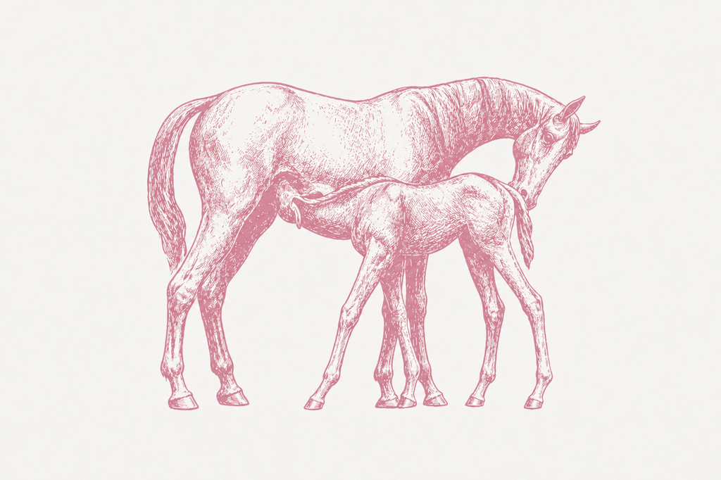 Plush Pink Mare & Foal Greet Card