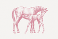 Plush Pink Mare & Foal Greet Card