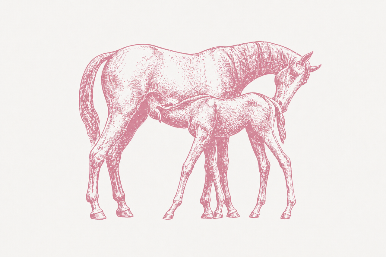 Plush Pink Mare & Foal Greet Card