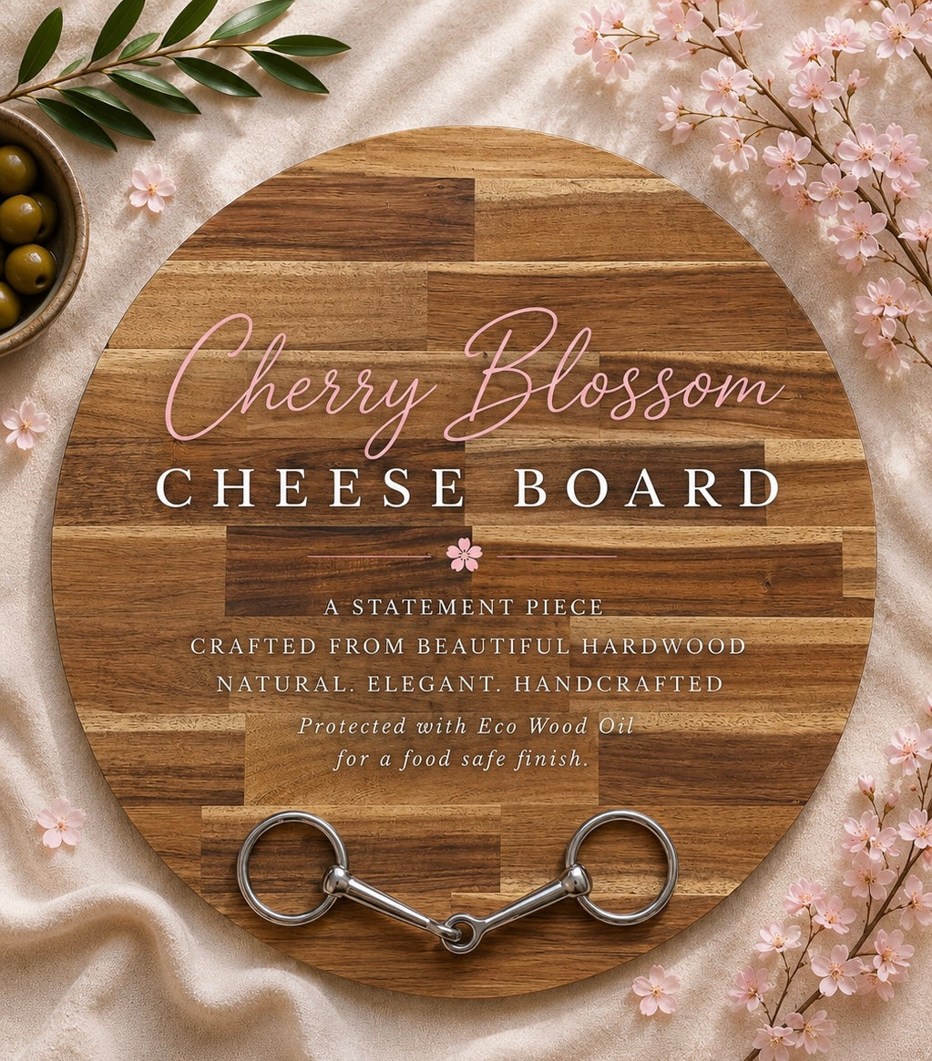 Cherry Blossom Cheese Board with Stainless Steel Snaffle Bit