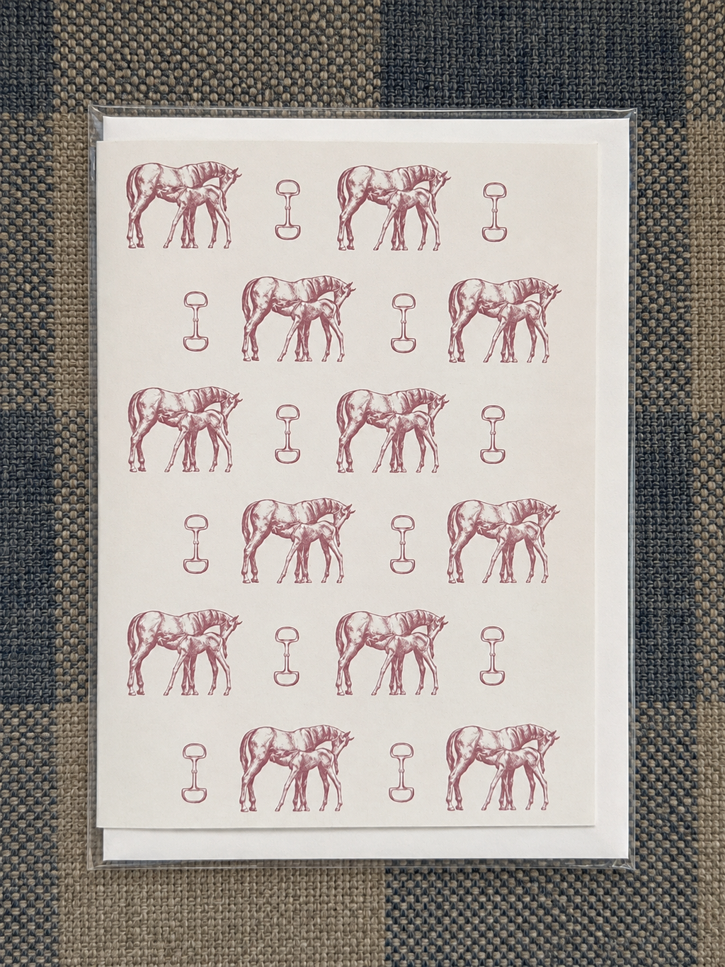 Plush Pink Mare & Foal Snaffle Bit Greeting Card