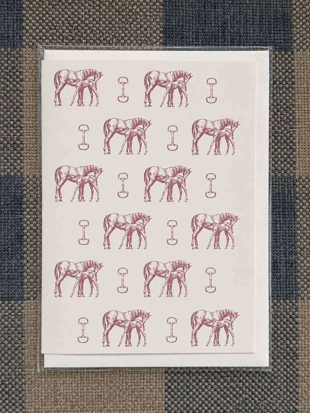 Plush Pink Mare & Foal Snaffle Bit Greeting Card