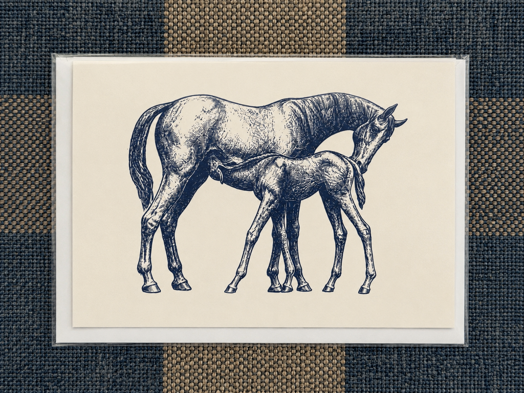 Navy Mare & Foal Greeting Card