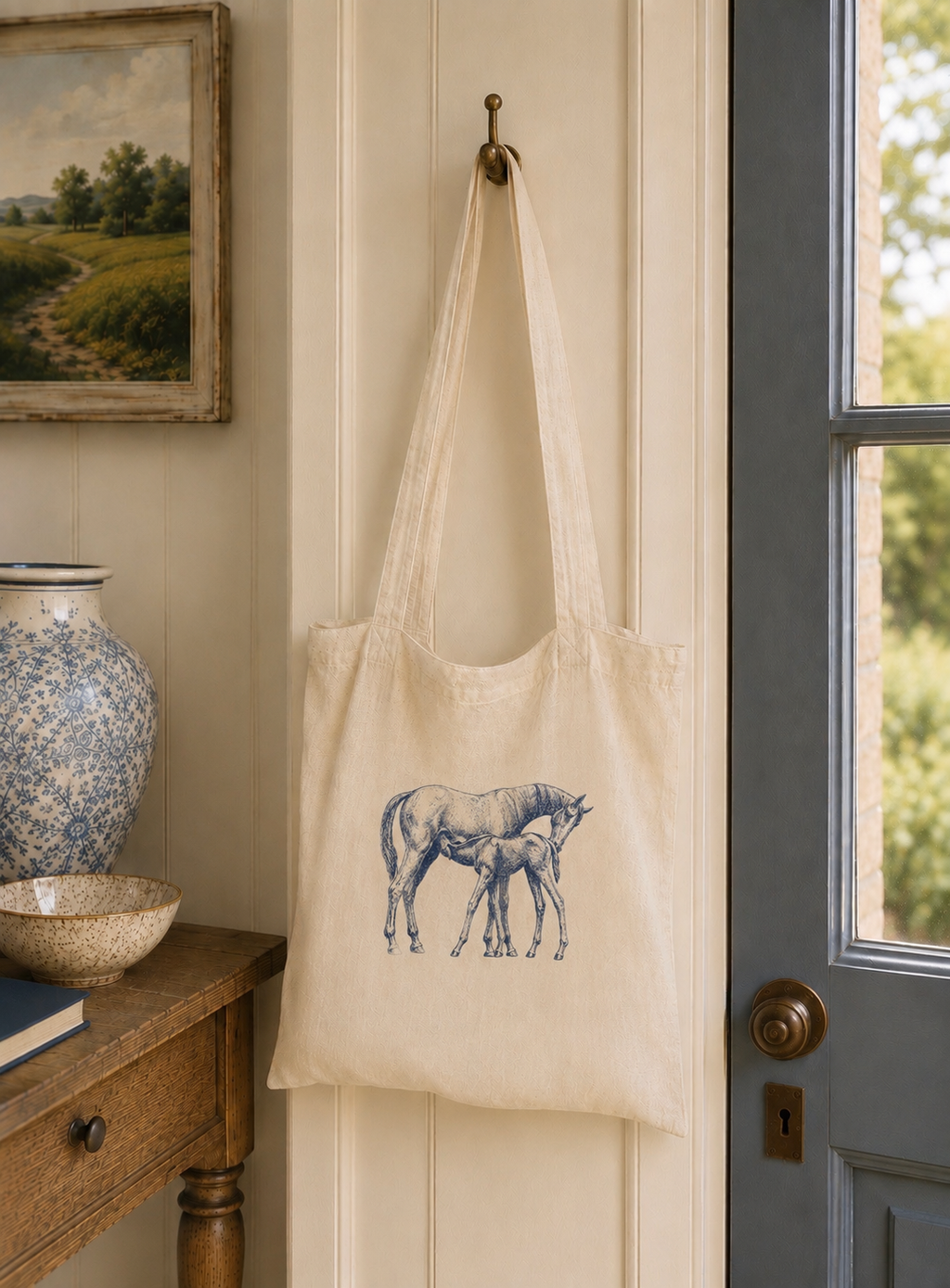 Mare & Foal Calico Shopper Tote Bag