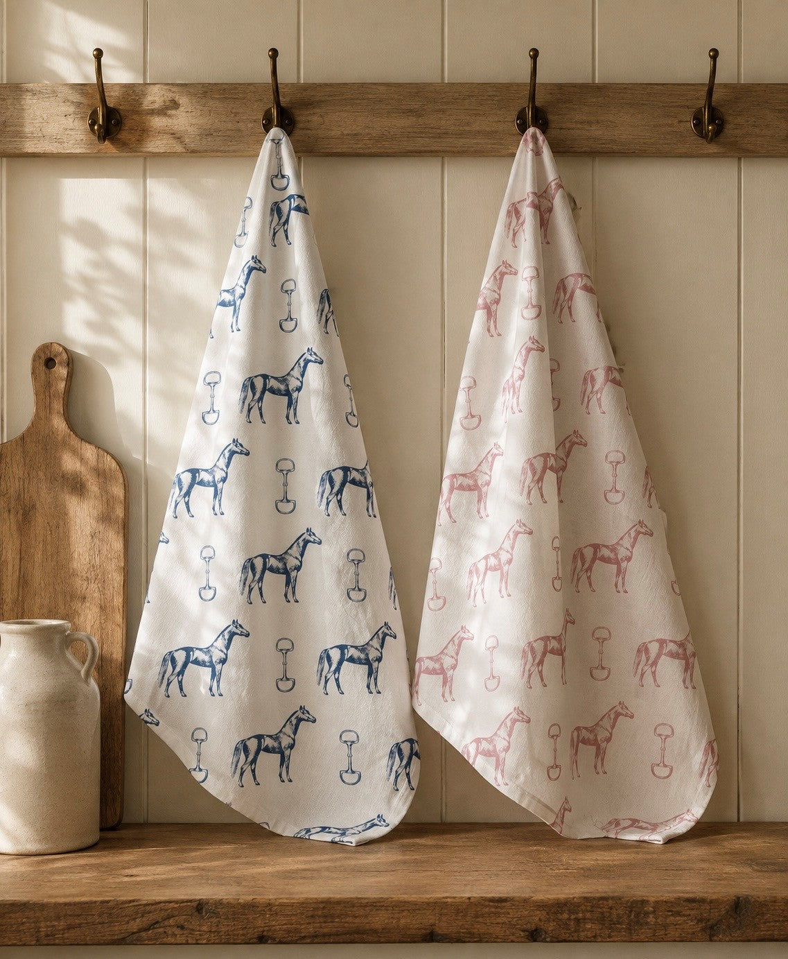 Navy Horse & Snaffle Bit Hand Towel